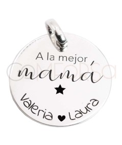 Engraving + Sterling silver 925 medallion 20mm with "A la mejor mamá"