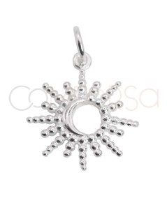 Sterling silver 925 sun & moon pendant with balls 14mm