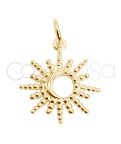 Gold-plated sterling silver 925 sun & moon pendant with balls 14mm