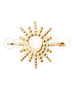 Gold-plated sterling silver 925 sun & moon connector with balls 16mm