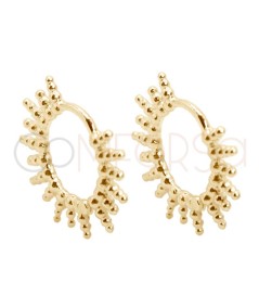 Gold-plated sterling silver 925 hoop earrings with balls 12mm