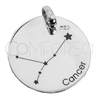 Sterling silver 925 Moon & zodiac constellation medallion 20mm