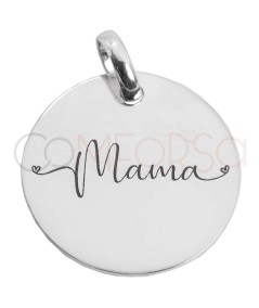 Engraving + Sterling silver 925 medallion “Mama” 20mm