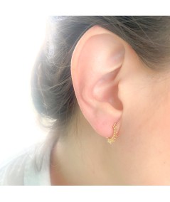 Gold-plated sterling silver 925 hoop earrings with balls 12mm