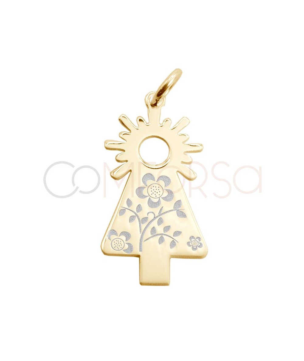 Colgante Virgen del Pilar 10 x 23mm Plata 925 chapada oro