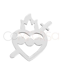 Sterling silver 925 Immaculate Heart of Mary connector 11 x 17mm