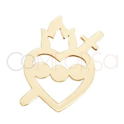 Entrepieza Inmaculado corazón de María 11 x 17mm en Plata 925 chapada en oro