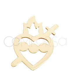 Conector Inmaculado Corazón de María 11 x 17mm Plata chapada en oro
