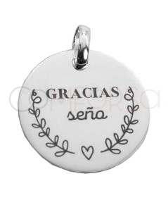 Sterling silver 925 plate with "Gracias seño" 20mm