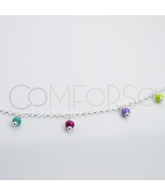 Sterling silver 925 choker with multicolored hanging balls 40 + 5cm