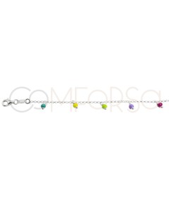 Sterling silver 925 bracelet with multicolored hanging balls 18 + 3cm