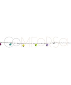 Sterling silver 925 anklet with multicolored hanging balls 21 + 4cm