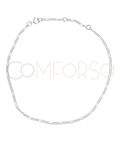 Sterling silver 925 figaro chain anklet 22 + 4cm