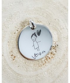 Sterling silver 925 customizable plate with children's drawing 20 mm