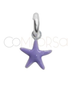 Sterling silver 925 purple enameled mini star pendant 5.6mm