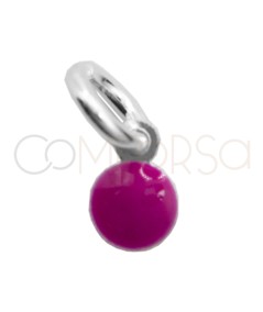 Dije mini círculo esmalte fucsia 3.5mm Plata 925