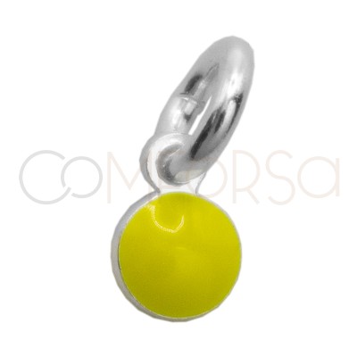 Colgante mini círculo esmalte yellow 3.5mm Plata 925