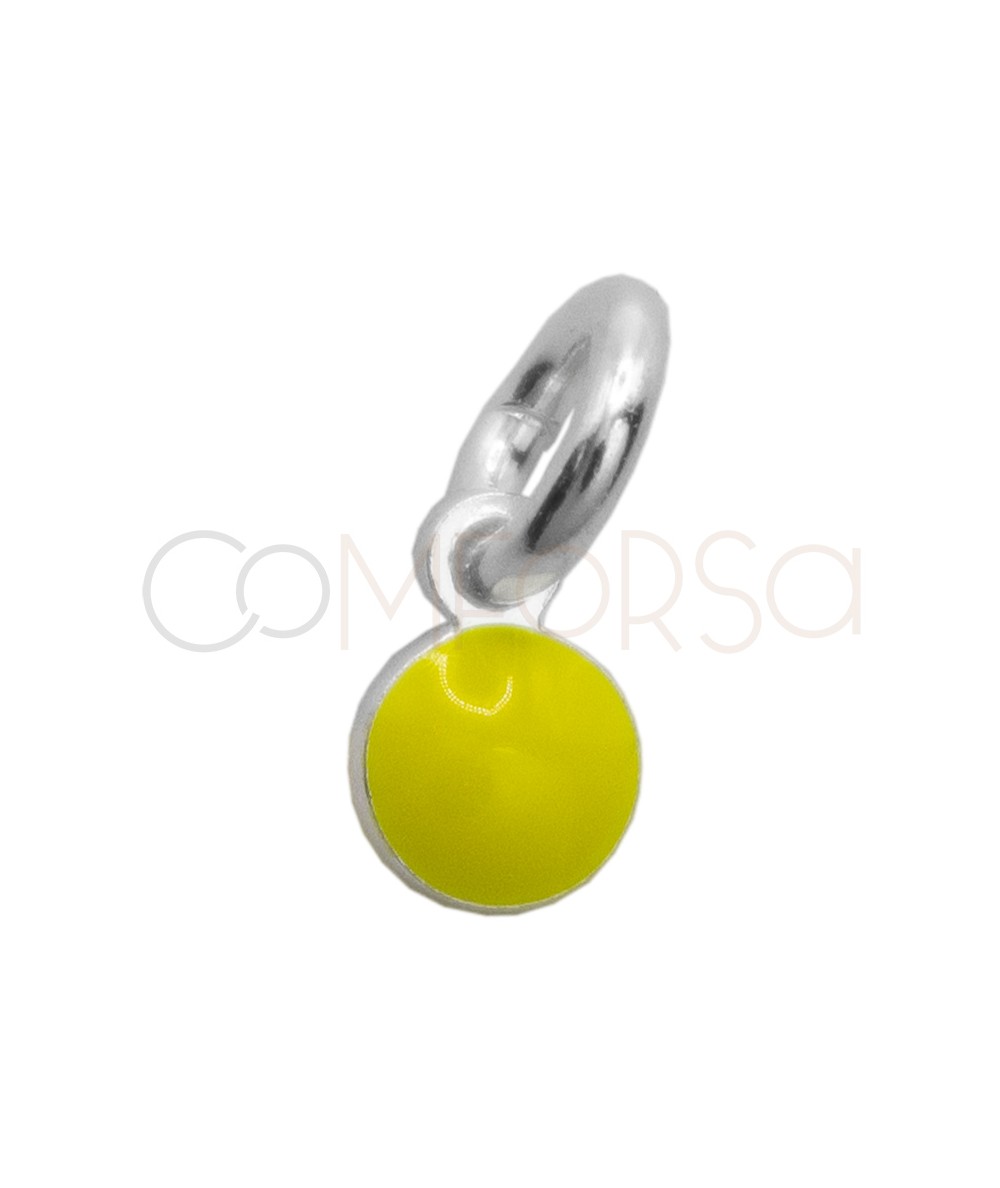 Colgante mini círculo esmalte yellow 3.5mm Plata 925