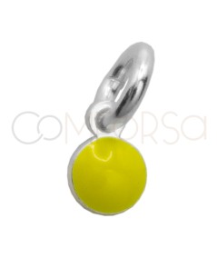 Sterling silver 925 yellow enameled mini circle pendant 3.5mm