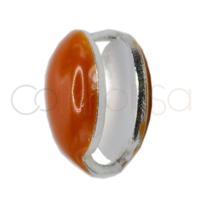 Sterling silver 925 orange enameled mini circle spacer bead 6mm