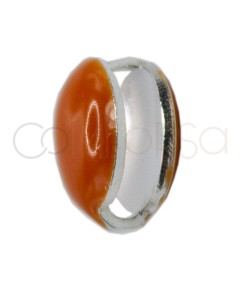 Sterling silver 925 orange enameled mini circle spacer bead 6mm