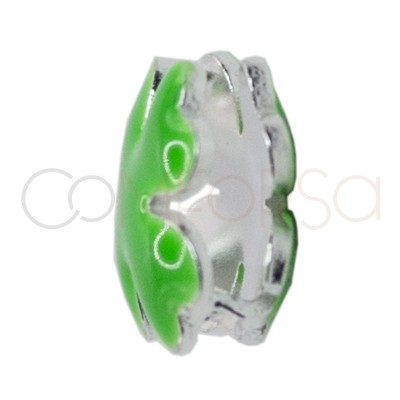 Entrepieza mini trébol esmalte green 7mm Plata 925