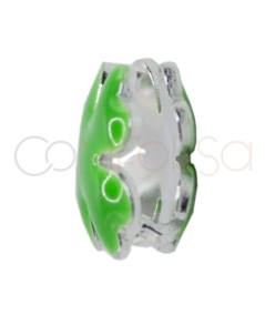 Entrepieza mini trébol esmalte green 7mm Plata 925