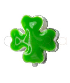 Sterling silver 925 green enameled mini clover spacer bead 7mm