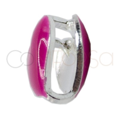 Sterling silver 925 fuchsia enameled mini heart spacer bead 6 x 7mm