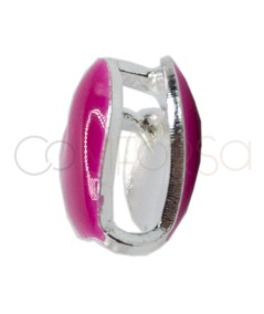 Sterling silver 925 fuchsia enameled mini heart spacer bead 6 x 7mm