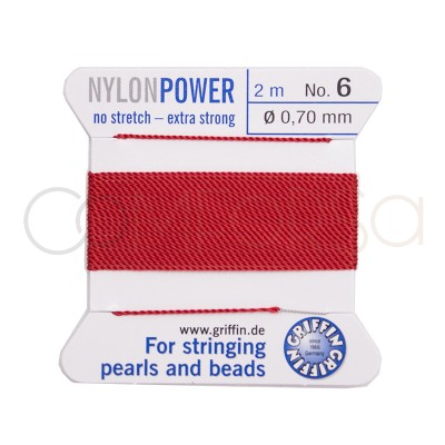 Red nylon beading thread...