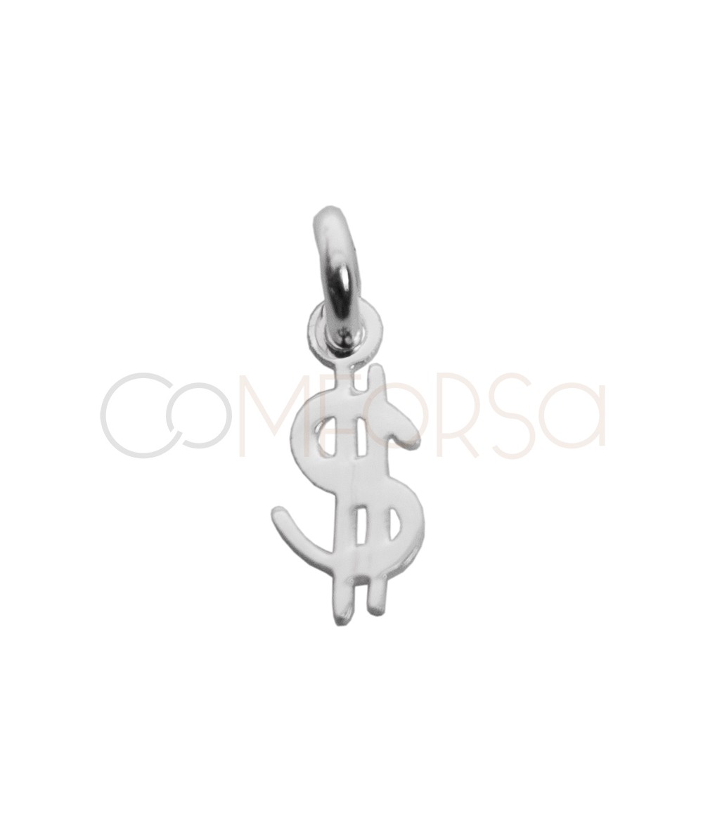 Colgante mini símbolo del dollar 4 x 8mm Plata 925