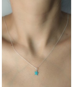 Sterling silver 925 blue enameled starfish mini pendant 8 x 8mm