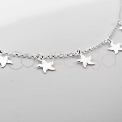 Sterling silver 925 choker with starfishes