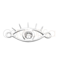 Sterling silver 925 cut-out eye with crystal zirconia connector 13 x 6mm