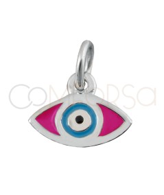 Dije ojo turco fucsia 9 x 7mm Plata 925