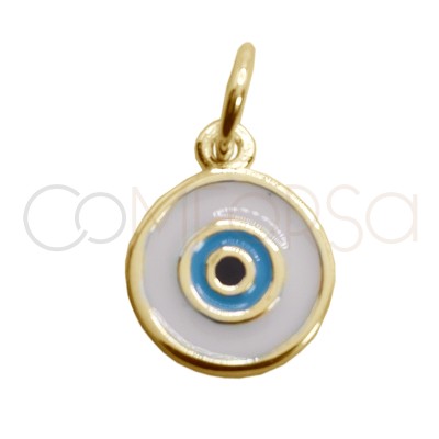 Sterling silver 925 round Turkish eye pendant 9mm