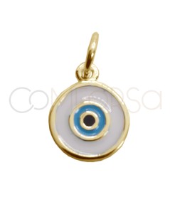 Gold-plated sterling silver 925 round Turkish eye pendant 9mm