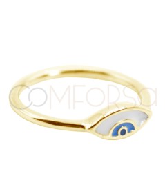 Gold-plated sterling silver 925 enameled Turkish eye ring