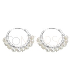 Sterling silver 925 hoop earrings with pearls 12mm