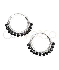 Arracadas con piedras Espinela negra 14mm Plata 925