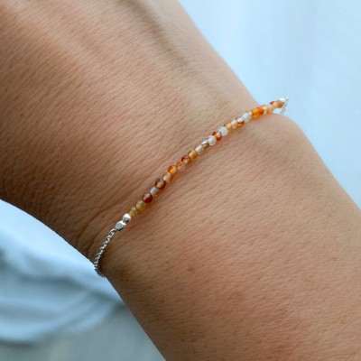 Sterling silver 925 bracelet with Orange Agate stones