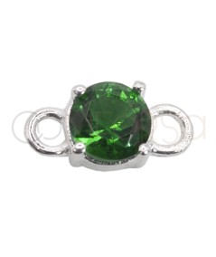 Sterling silver 925 connector with Emerald zirconia 5mm