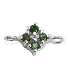 Sterling silver 925 connector with 4 Emerald zirconias 7mm