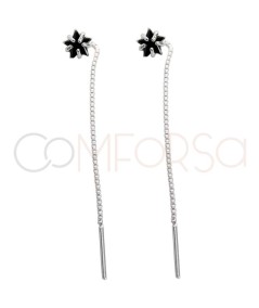 Pendiente cadena con circonita estrella Jet 6 x 50mm Plata 925