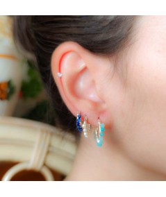 Sterling silver 925 hoop earrings with Lapis lazuli stones 12mm