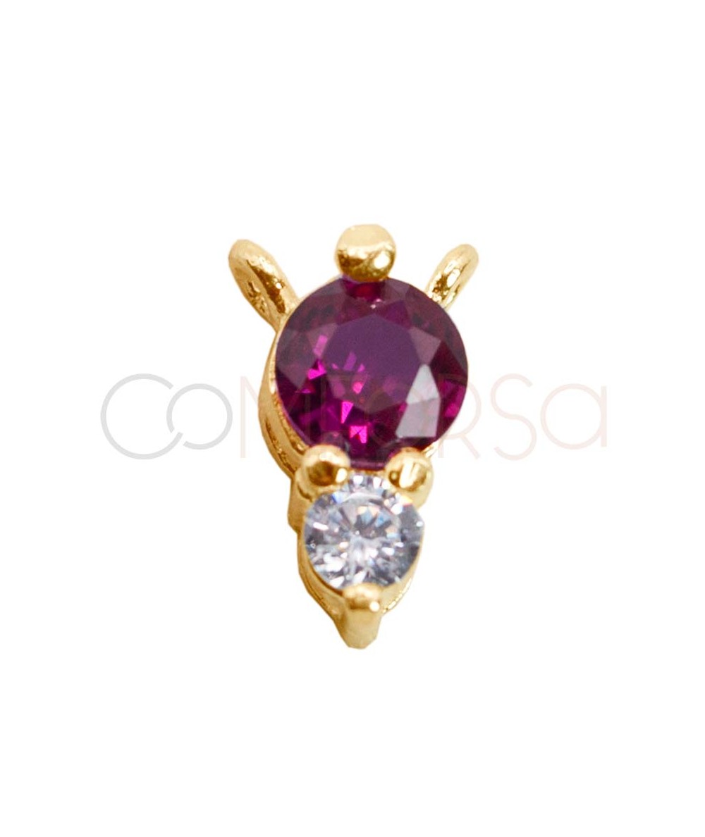 Entrepieza doble circonita Ruby 5 x 8mm Plata chapada en oro