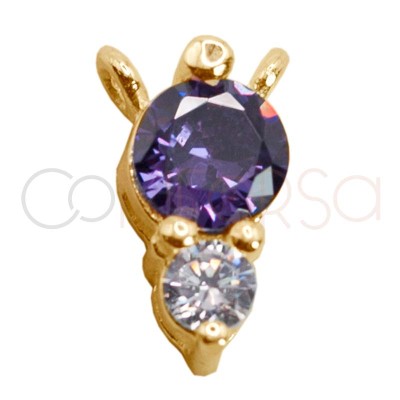 Entrepieza doble circonita Tanzanite 5 x 8mm Plata chapada en oro