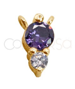 Entrepieza doble circonita Tanzanite 5 x 8mm Plata chapada en oro