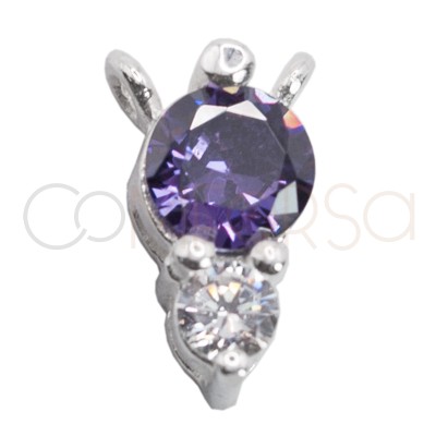 Gold-plated sterling silver 925 double zirconia pendant Tanzanite 5 x 10mm